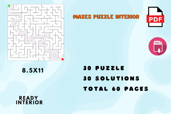 30 Square Maze Game with Solutions