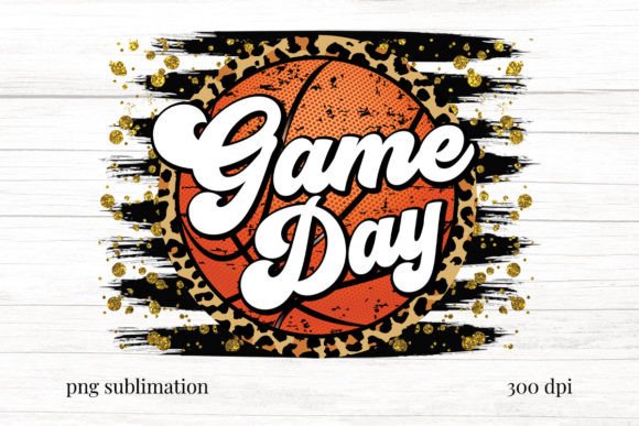 Basketball Game Day Leopard Sublimation Design