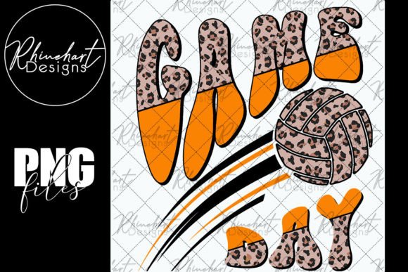 Game Day Volleyball Orange Cheetah Leopa: Design Integration for Creative and Commercial Use