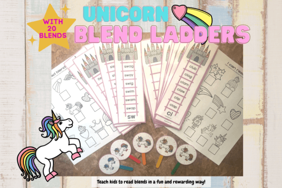 Phonics Blends Unicorn Ladders Game